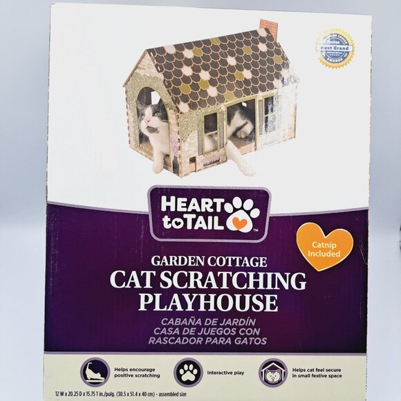 Cottagecore Farmhouse Cat or Small Pet House with Cardboard Scratching Boards - Picture 2 of 6